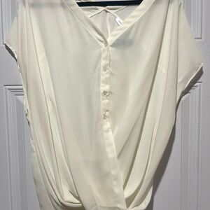 Cream Cap Sleeve Wrap Blouse